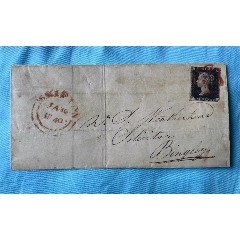 1849年黑便士邮票实寄封一枚，收藏佳品，详细见图。(zc37609356)