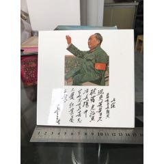 保真-极少见文*（毛主席诗词瓷板，为女民兵题照，挥手