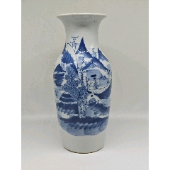 清代青花山水纹瓶(zc37666290)