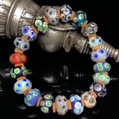 回流老琉璃莲花手链尺寸:14*12毫米*15颗琉璃自古以来都是宫廷_琉璃珠