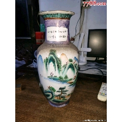 1987年的老枫溪彩绘山水雪景花瓶，汕头市直机关先进党支部留念的_彩绘瓷/彩瓷_￥115