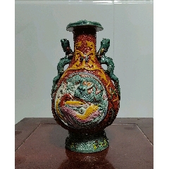 民国龙凤呈祥素三彩雕塑瓷瓶(zc37678480)