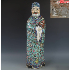 光緒：景德鎮(zhèn)名家“朱茂記造”款-特大型粉彩人物像（確認是本人本款，本站已鑒定）_