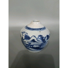 清中期山水青花罐(zc37717788)