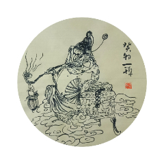 手繪水墨作品　樂(lè)山房　42cm