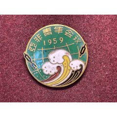 勇做时代的弄潮儿·1959年亚非青年会议中国代表团团员纪念章(zc37766082)