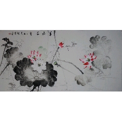 《莲塘溢香1》著名画家张涛先生四尺整张荷花作品。