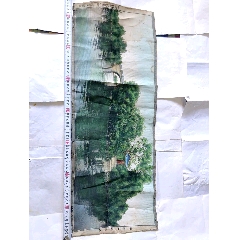 早期西湖织锦画，杭州织锦厂制，27x72公分