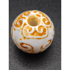 58元/个不议价量大优惠_10品￥199大尺寸奶白沁玛瑙龙云纹珠子_10品