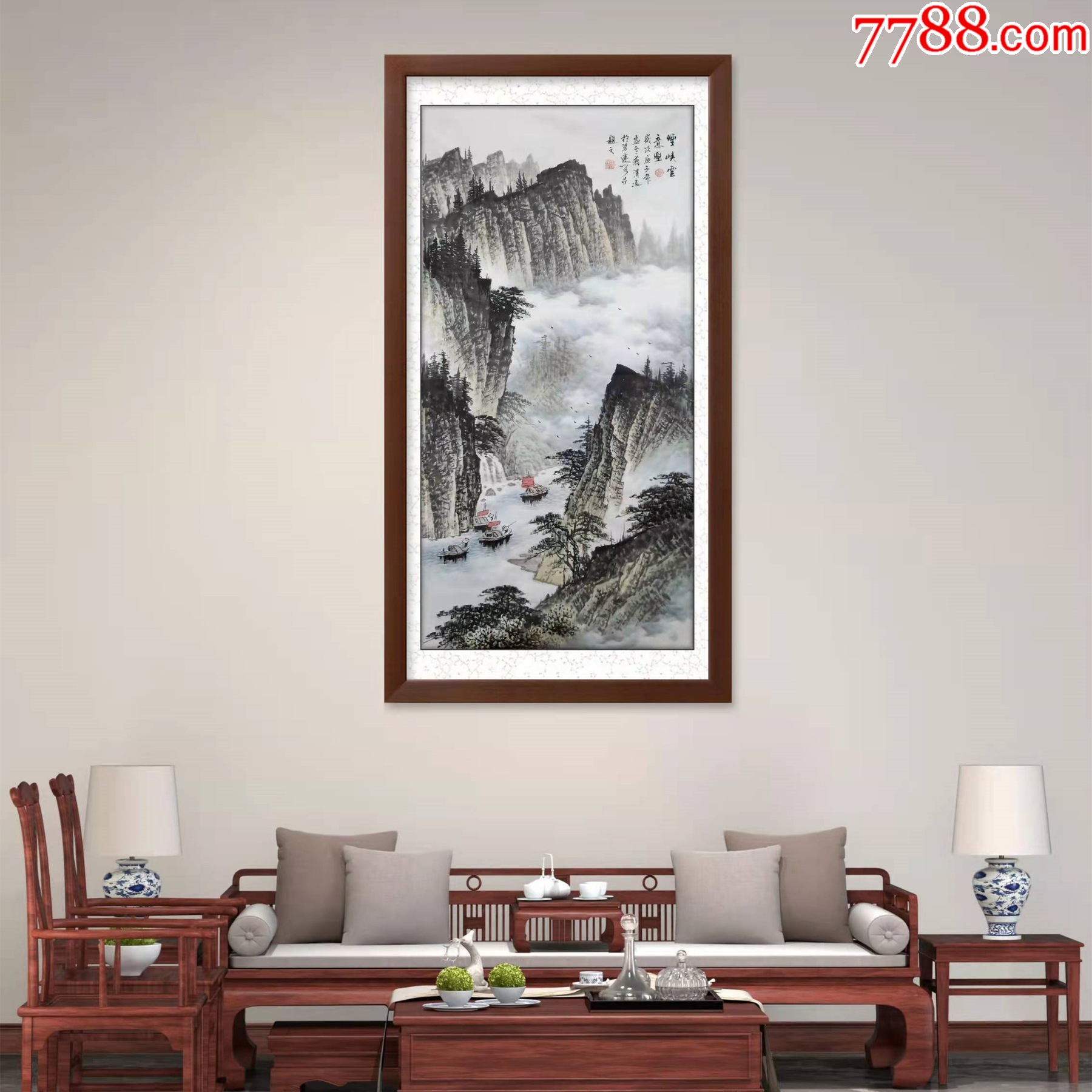 知名画家蒋清作品:烟峡清影图-价格:388元-au37833528-山水国画原作