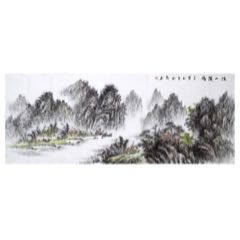字画山水四尺手绘玄关李建忠作品挂画