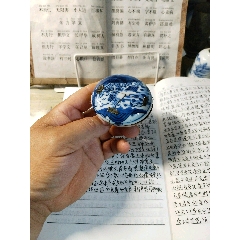 清中青花瓷山水树木房屋印泥盒(au37876182)