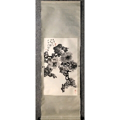 著名畫(huà)家丁鴻雁老師精品墨牡丹，少見(jiàn)精品，尺寸83/48原裝原裱，最后一圖有拍賣記