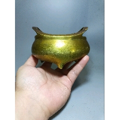 晚清·桥耳三足炉，铜香炉(au37997714)