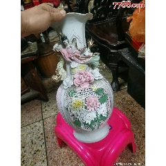 老彩绘描金双凤牡丹龙凤呈祥花瓶完整如图所示发货