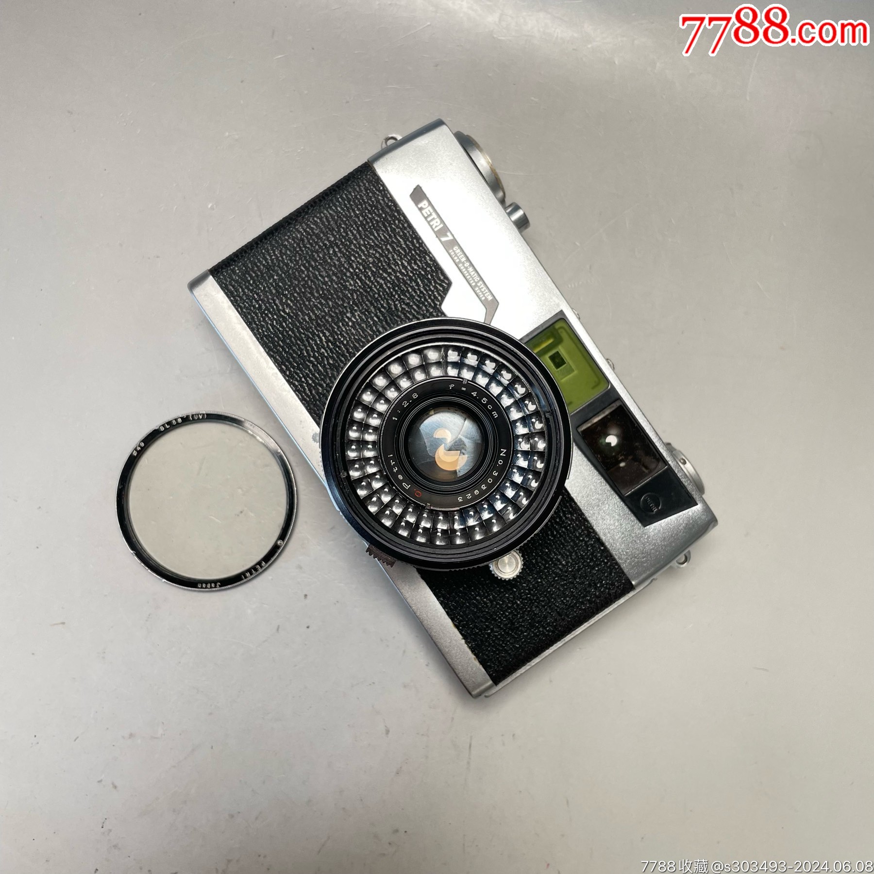 petri7百丽7旁轴机械胶片相机百丽45mmf28镜头镜头内有水雾状