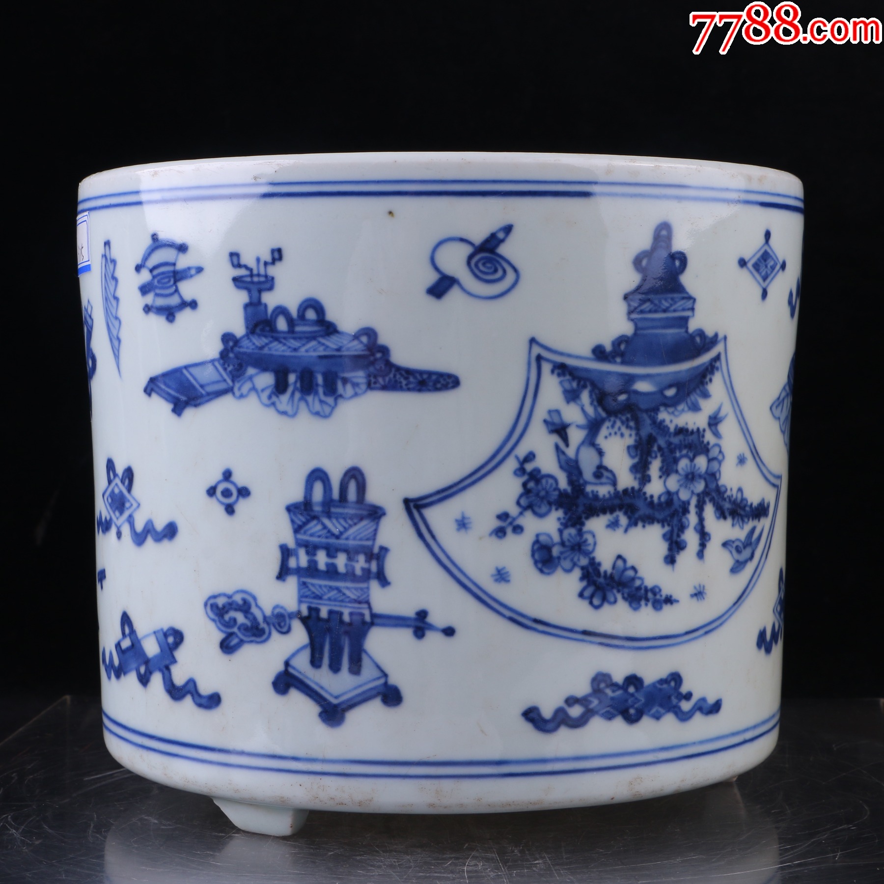 青花博古纹香炉_同步拍拍品_九洲泓德拍卖【7788收藏__收藏热线】