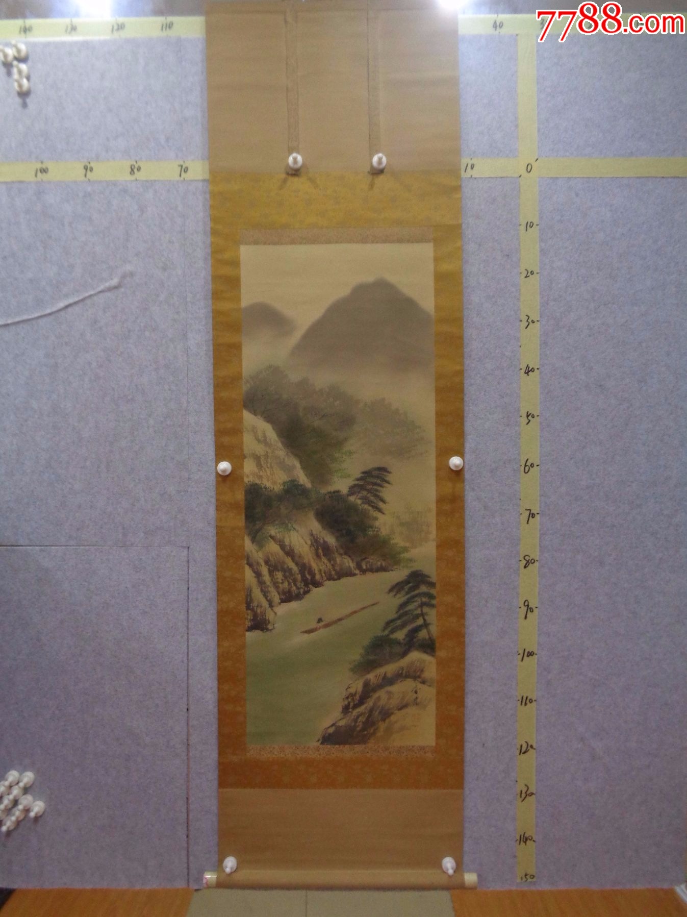 小日子藏书家早年旧藏，绘画作品一幅（绢本，卷轴装裱）_山水国画原作_逸墨书斋【7788收藏__收藏热线】