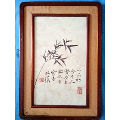 5678精品创汇期70/80年代瓷板画郑板桥诗画竹子一尺竹含千尺势