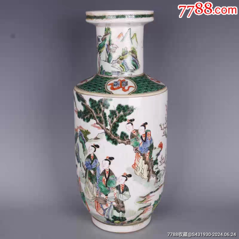 古彩人物故事棒槌瓶-价格:500元-au38173373-彩绘瓷/彩瓷 -加价-7788收藏__收藏热线