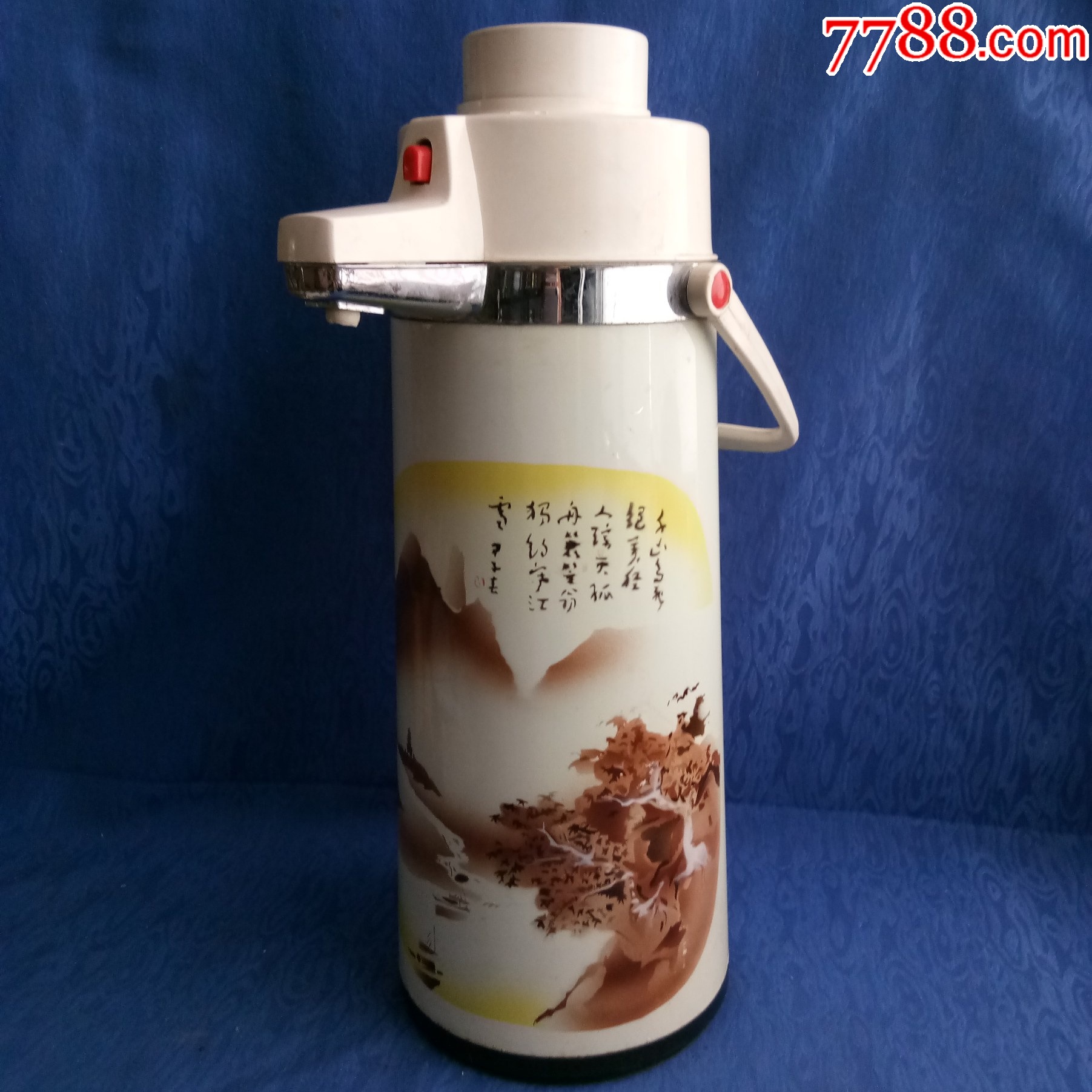 大明湖牌气压式保温瓶热水瓶山水诗画纹饰高档生活用具怀旧老-价格