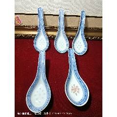 全场包邮旧物件陶瓷勺子四个打包一起拍卖人物图案