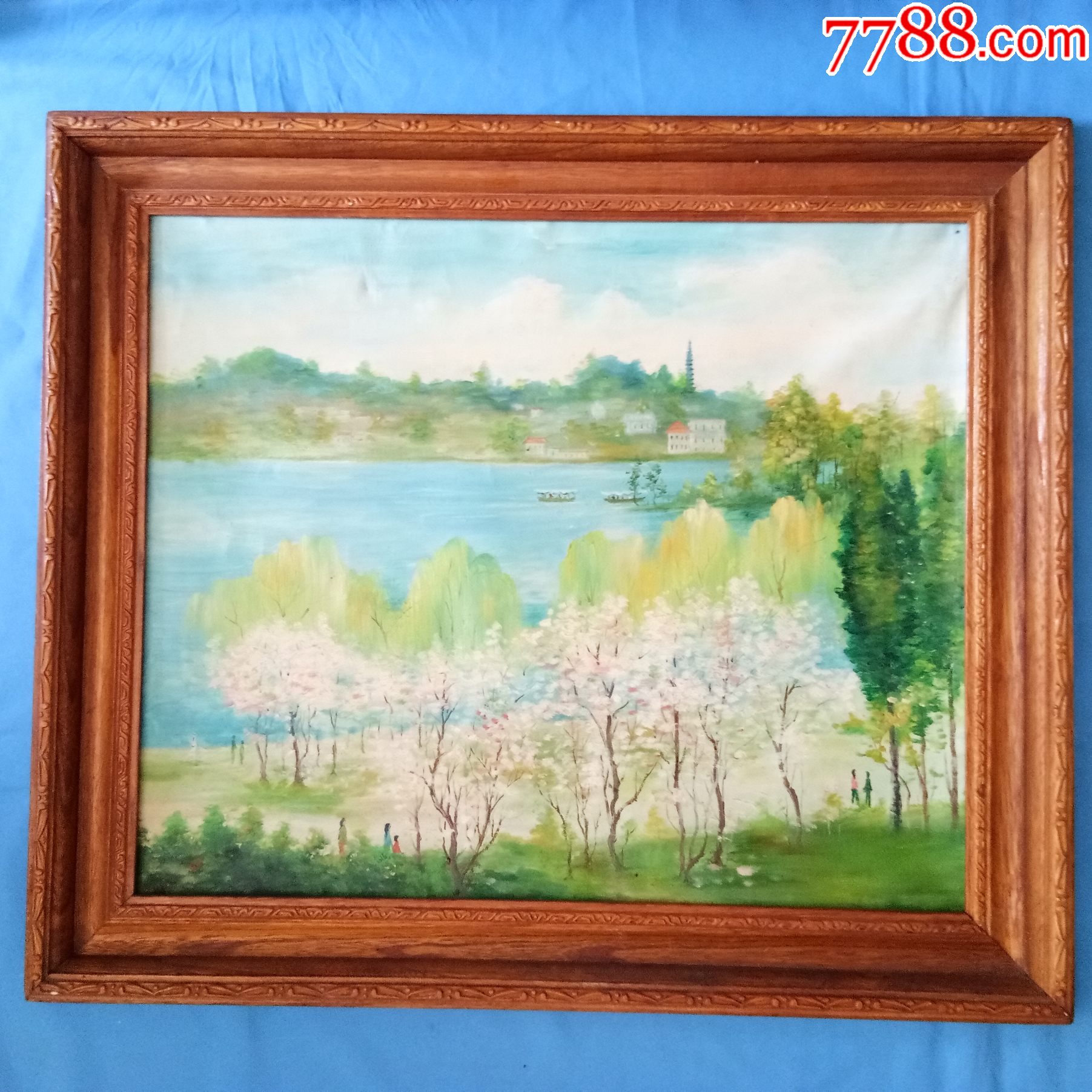 com)>加价>油画原画>5678精品创汇期80年代原创风景油画扬州瘦西湖