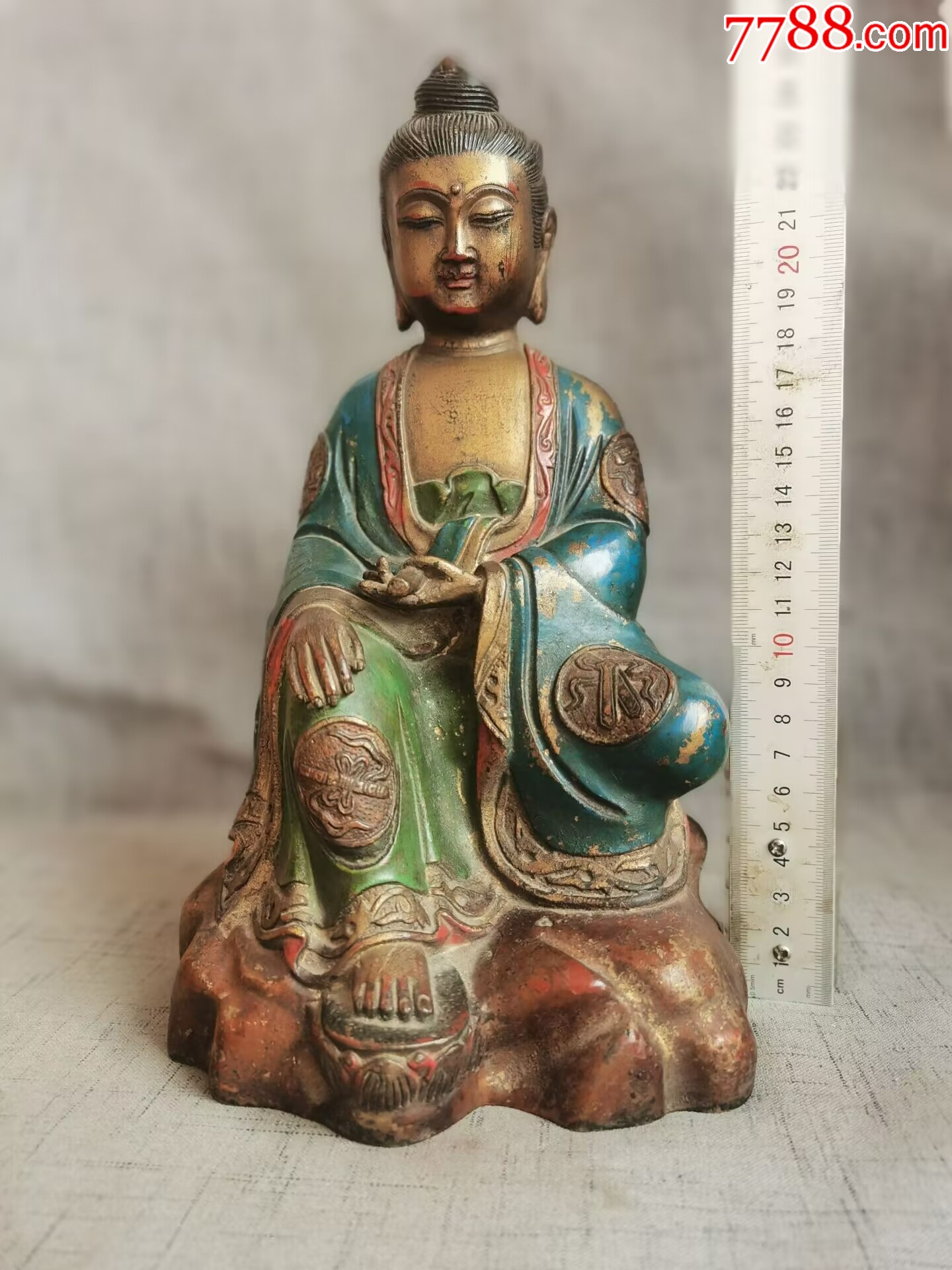 鎏金烤蓝彩绘铜佛像