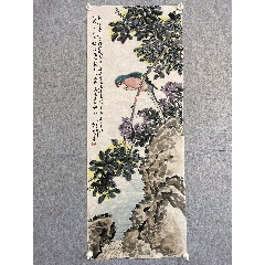 一線鏟著名畫家馬萬里老師精品花鳥一副，老畫片品如圖，尺寸128/48