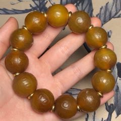 藏区回流老料一线药师手链尺寸:14*9毫米*17颗一条可以趋吉避凶-玛瑙/