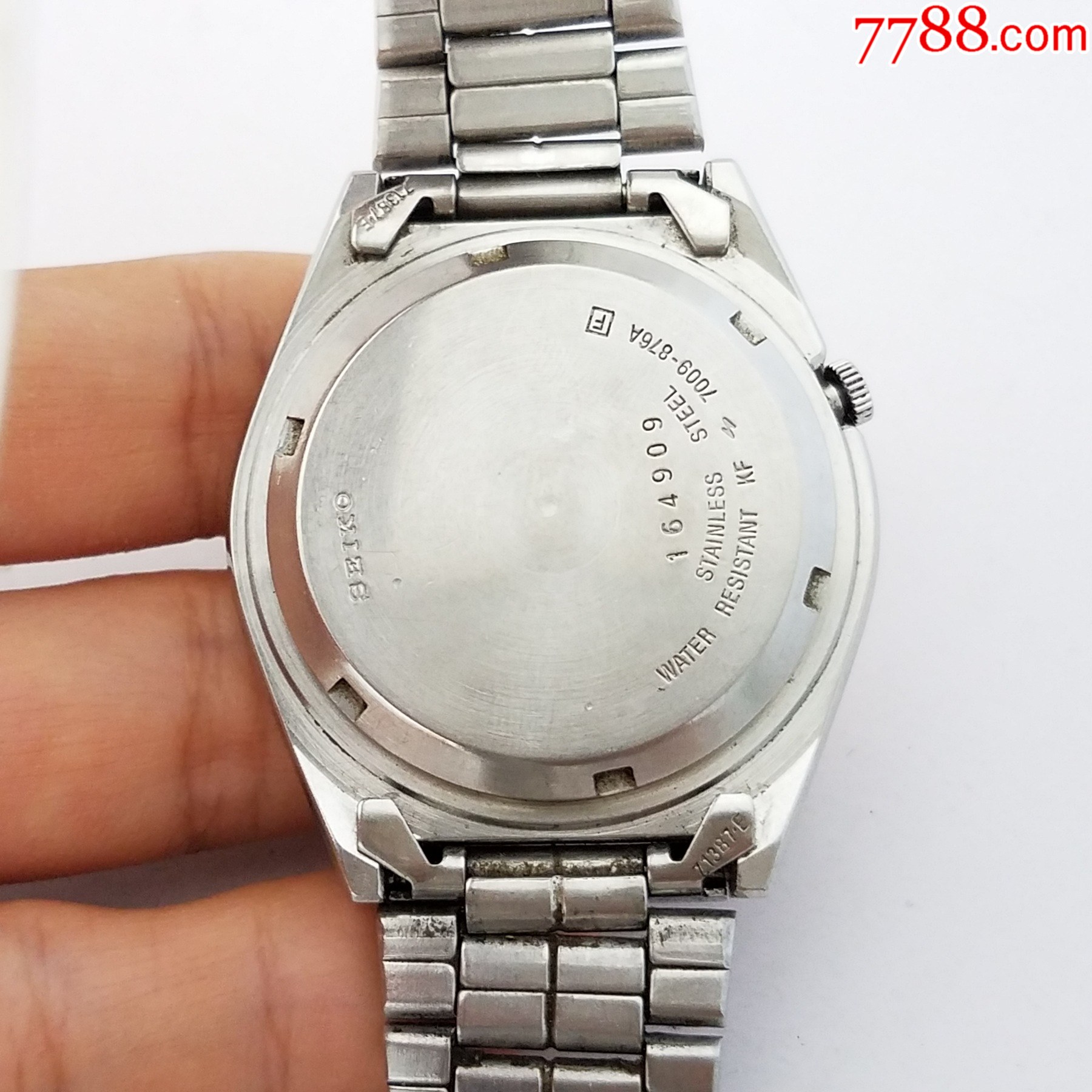 日本精工5号系列自动机械男表7009机芯漂亮条纹蓝盘能走时日历好使