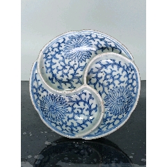文房雅器清嘉慶年制青花花卉紋調(diào)色盤(pán)(zc38735282)