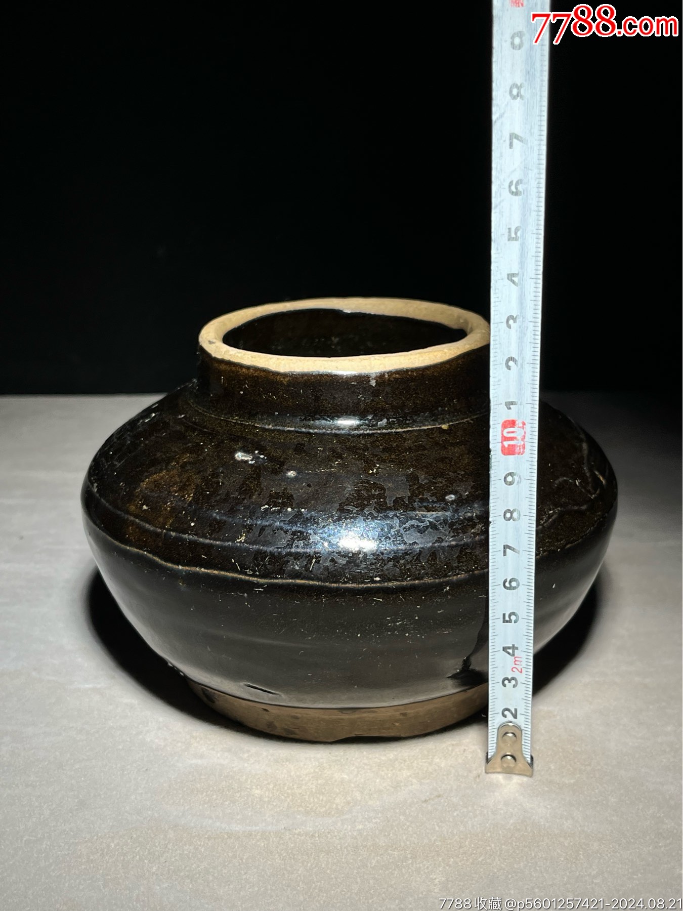 黑釉老瓷罐子造型独特瓷质细腻釉水肥润