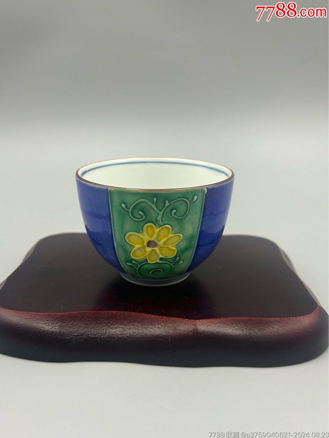 手绘浮雕交趾釉茶杯,主人杯,一枚,全新全品