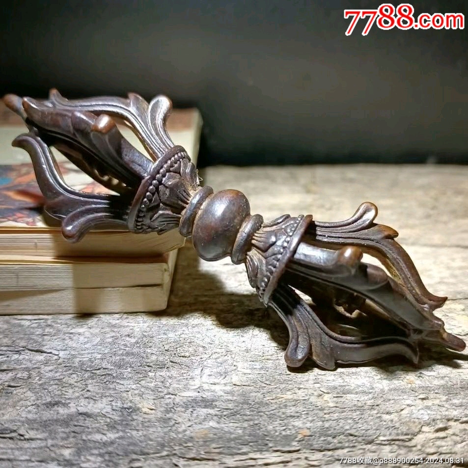 铜器藏式金刚杵摆件密宗法器五股金刚降魔杵精品黄铜法器__【7788收藏__收藏热线】