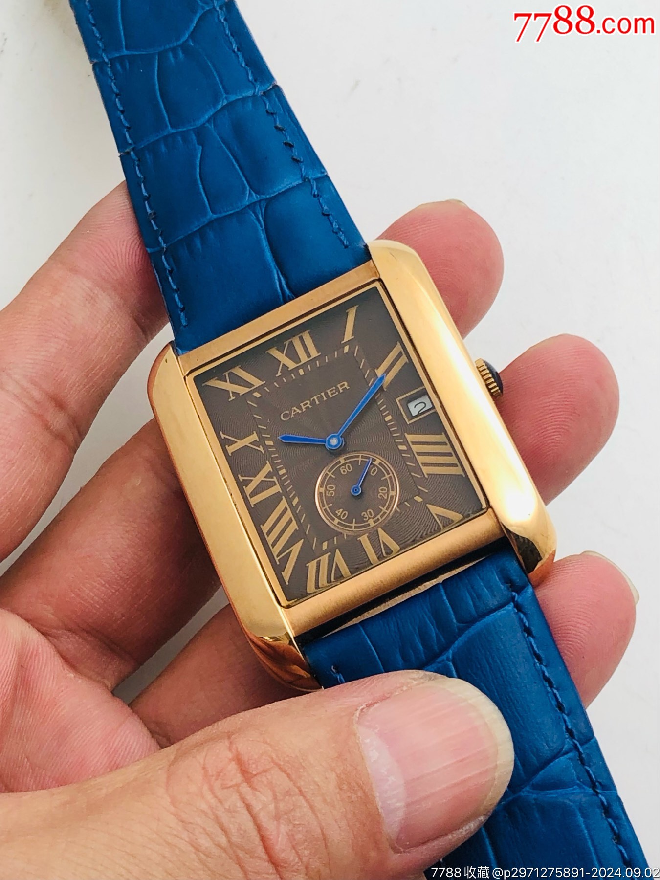 瑞士v8金机芯卡地小三针石英男表库存表成色非常漂亮表带有点老化