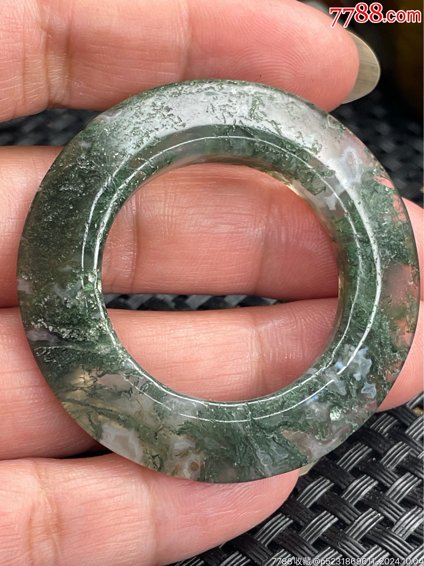 水草玛瑙战国三才环50x8mm_价格98元【古韵红山】_第1张