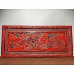 紅漆器掛匾【聽(tīng)松觀瀑圖】_
