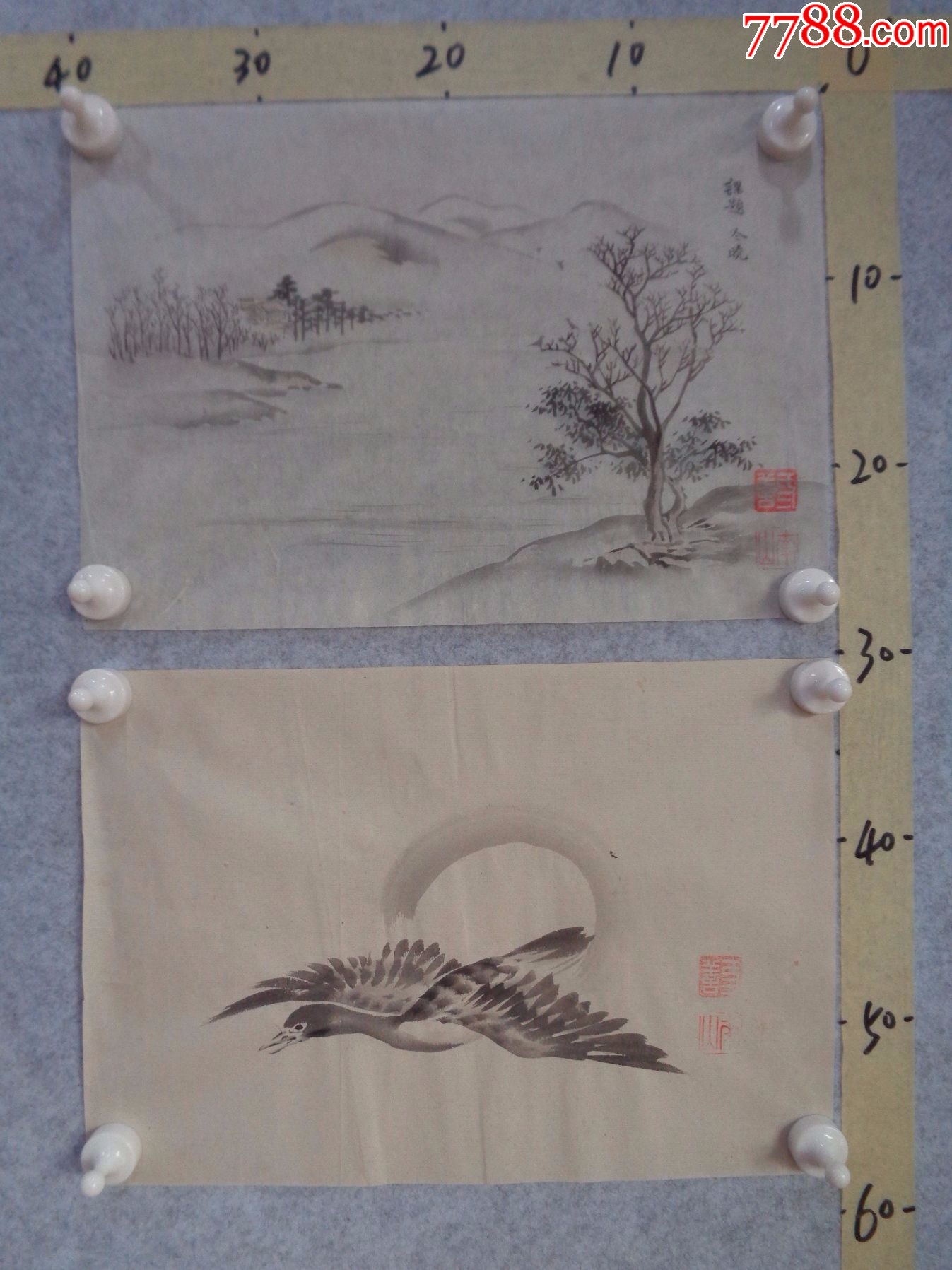 小日子藏书家早年旧藏,早期绘画小品一组2幅_花鸟国画原作_逸墨书斋【7788收藏__收藏热线】