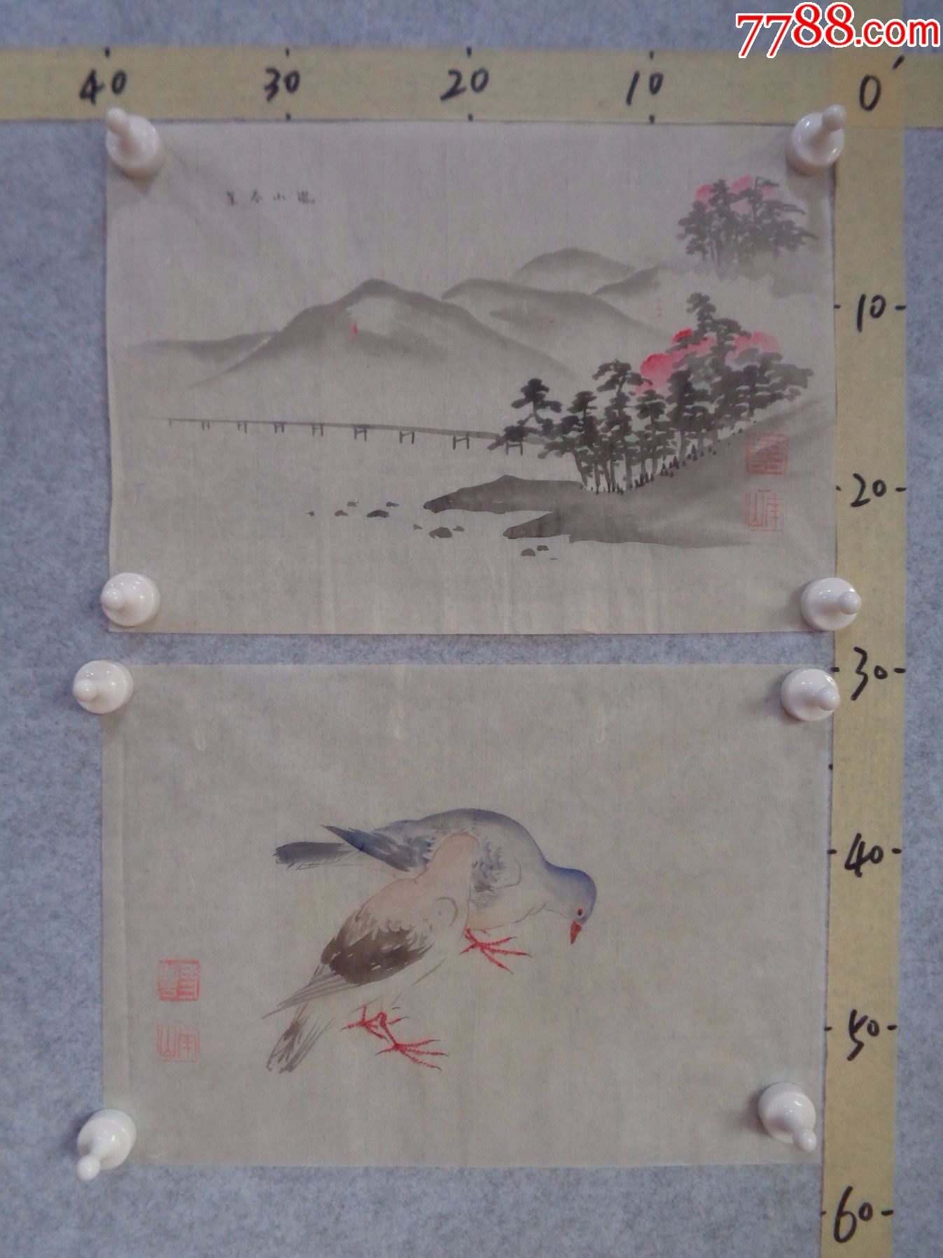 小日子藏书家早年旧藏,早期绘画小品一组2幅_花鸟国画原作_逸墨书斋【7788收藏__收藏热线】