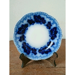 民国,手绘青花鱼纹盘,共两枚,全品