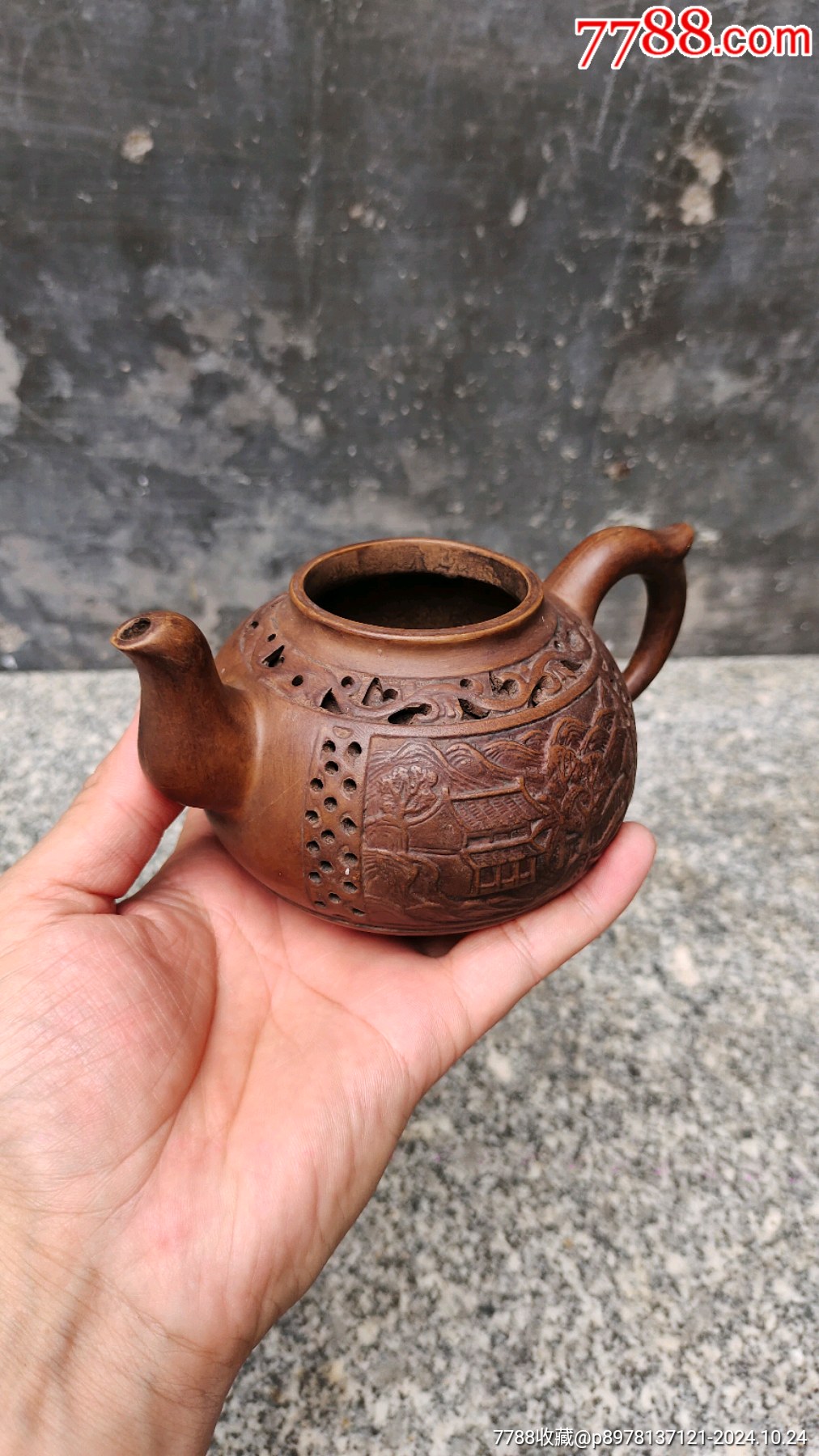 老紫砂镂空茶壶一把_紫砂壶_刘小敏古玩店【7788收藏__收藏热线】