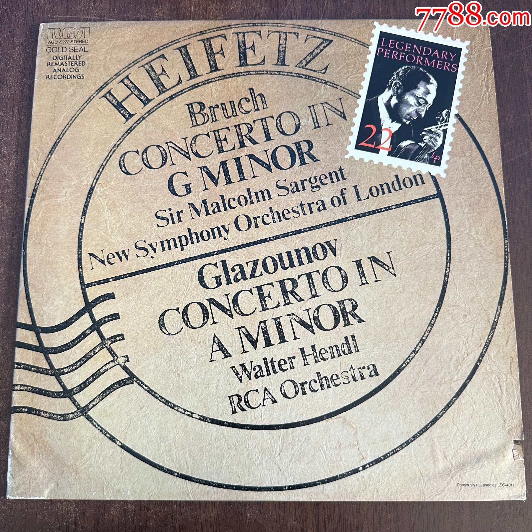 布鲁赫/格拉祖诺夫-小提琴协奏曲-海菲兹12寸黑胶lpa87有划痕欧美版-