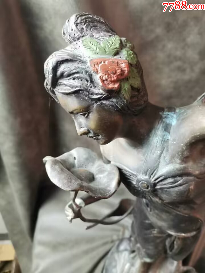清晚期黃銅質(zhì)鍍鉻加彩仕女?dāng)[件（已經(jīng)鑒定為真）_價格1726元_第3張_