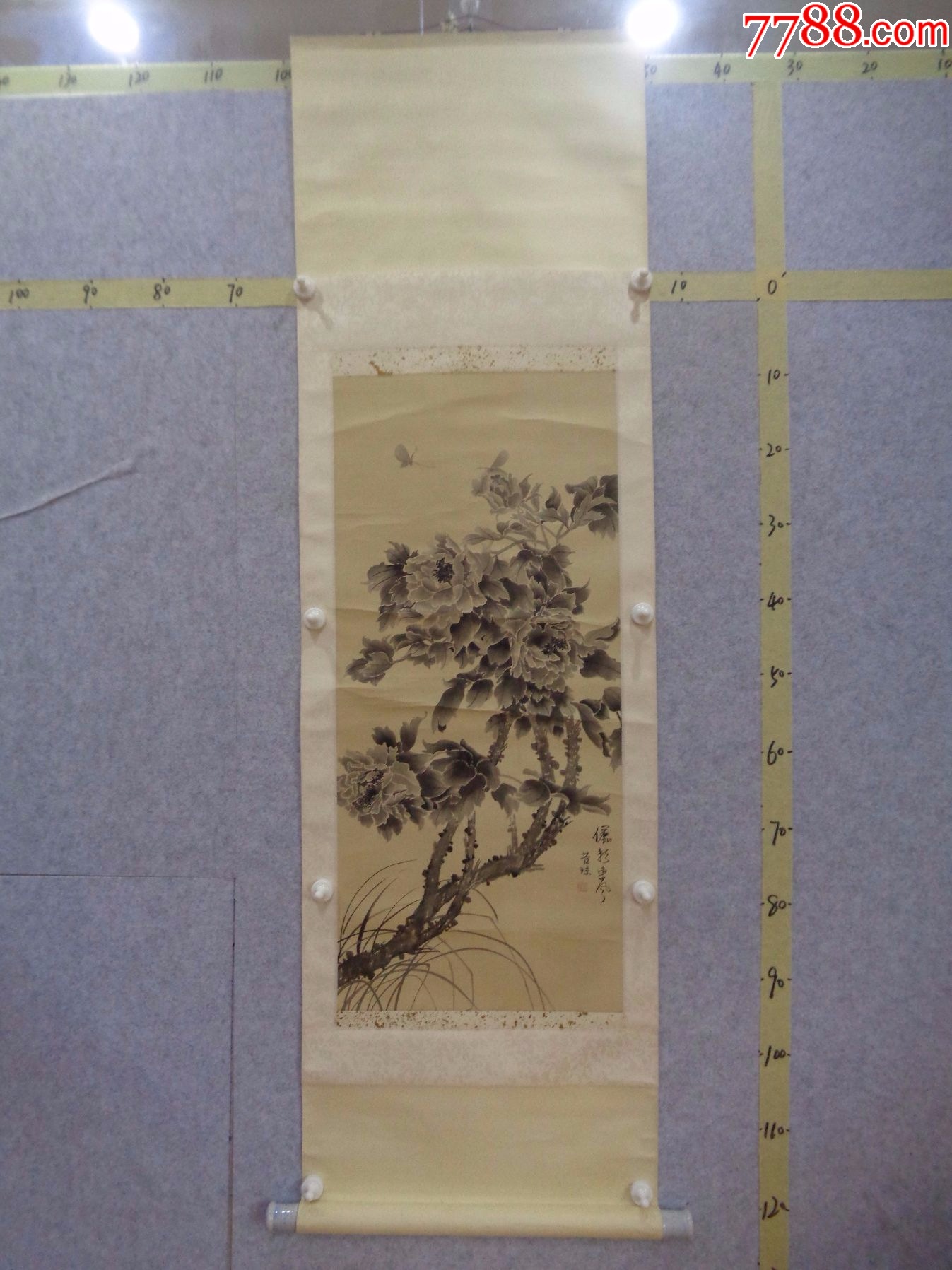 9-12、小日子藏书家早年旧藏，早期绘画作品一幅（绢本、卷轴装裱）_花鸟国画原作_逸墨书斋【7788收藏__收藏热线】