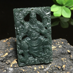 1元起拍！和田青玉大氣關(guān)公吊墜