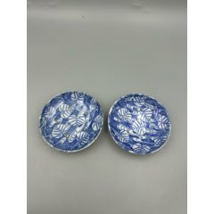 民清時(shí)期，5個(gè)支釘燒青花花紋老瓷盤(pán)，2枚(au39895138)