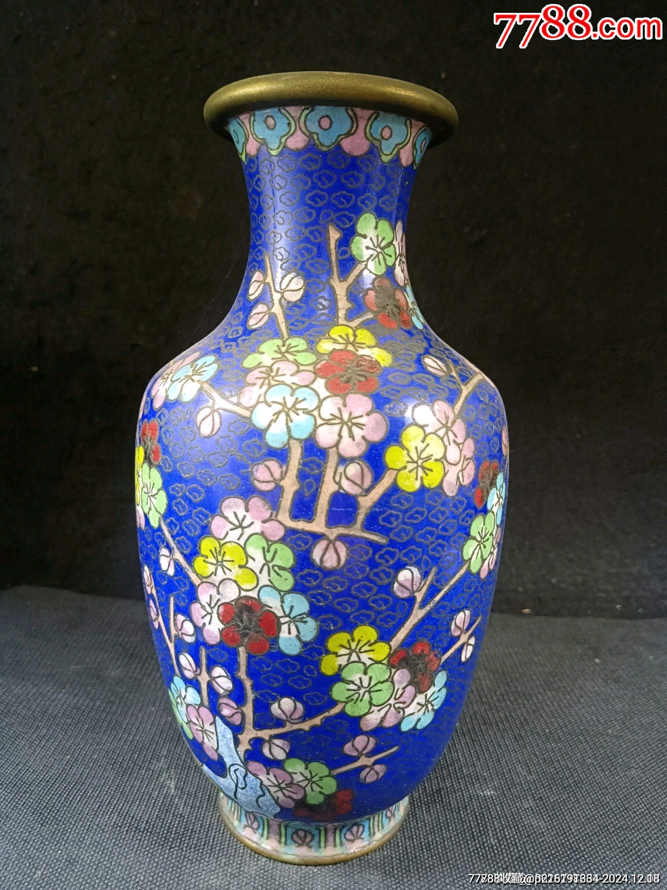 （全品）解放初景泰藍細路花卉賞瓶尺寸：高24cm，品相：品相如圖全品_價格88元_第1張_