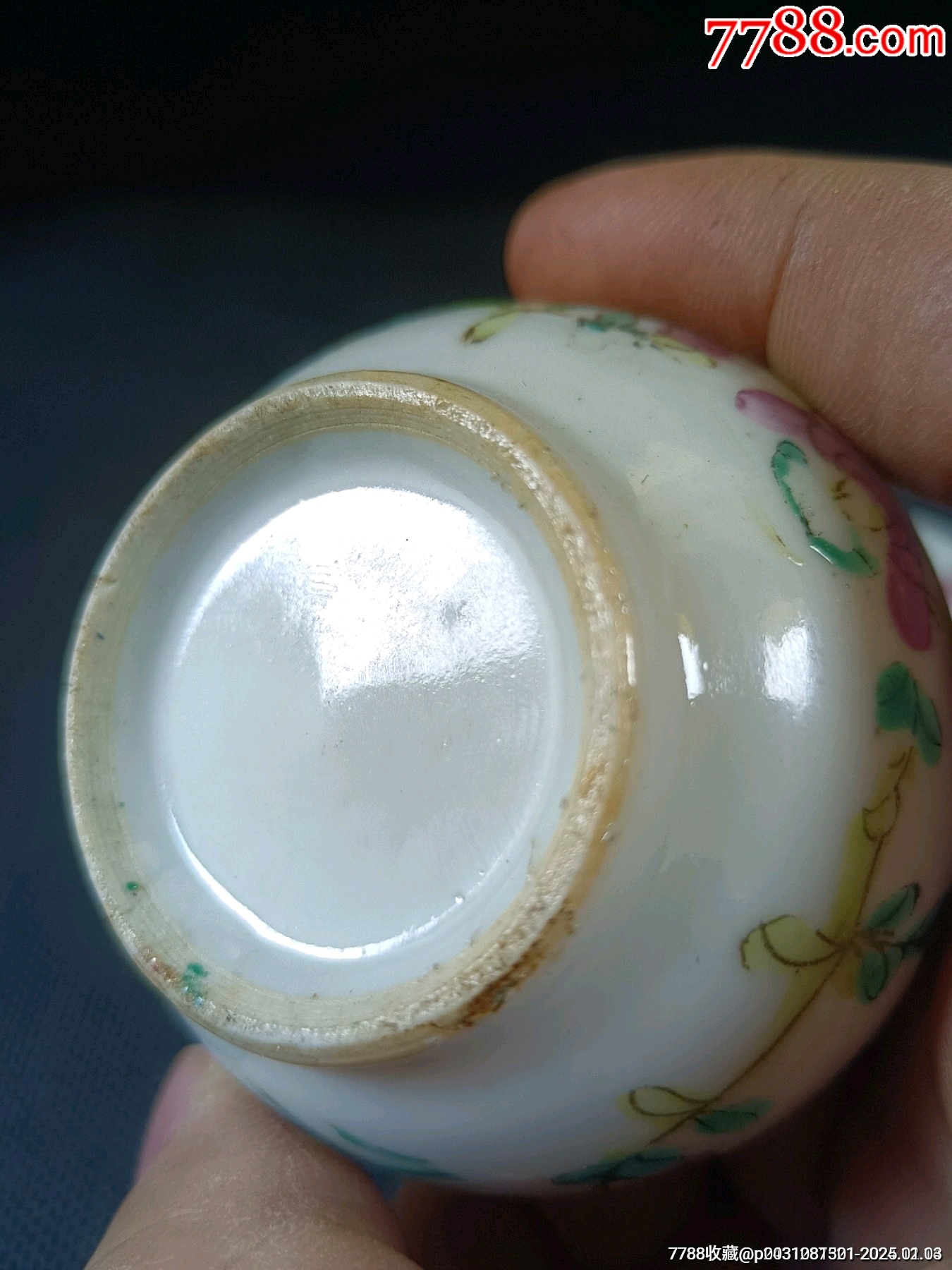 （近全品）清晚期同治粉彩人物印泥盒文房器路份高尺寸：高4cm，直徑6.3cm，_價(jià)格380元_第10張_