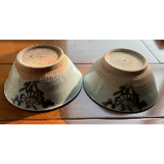 清順治：帶對花花紋青花碗，1對2枚，全品（保真）_